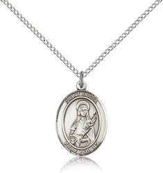 Sterling Silver St. Lucia of Syracuse Patron Saint Medal Pendant - Medium" itemprop="image