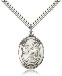 Sterling Silver St. Luke the Apostle Patron Saint Medal Pendant - Large" itemprop="image