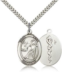 Sterling Silver St. Luke the Apostle Patron Saint Medal Pendant - Large" itemprop="image