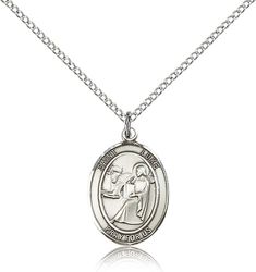 Sterling Silver St. Luke the Apostle Patron Saint Medal Pendant - Medium" itemprop="image