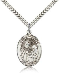 Sterling Silver St. Margaret Mary Alacoque Patron Saint Medal Pendant - Large" itemprop="image