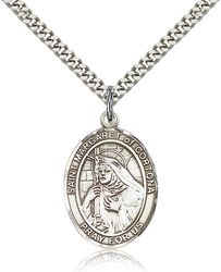 Sterling Silver St. Margaret of Cortona Patron Saint Medal Pendant - Large" itemprop="image