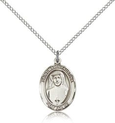 Sterling Silver St. Maria Faustina Patron Saint Medal Pendant - Medium" itemprop="image