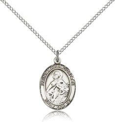 Sterling Silver St. Maria Goretti Patron Saint Medal Pendant - Medium" itemprop="image