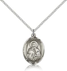 Sterling Silver St. Marina Patron Saint Medal Pendant - Medium" itemprop="image