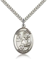 Sterling Silver St. Mark the Evangelist Patron Saint Medal Pendant - Large" itemprop="image