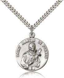 Sterling Silver St. Martin de Porres Medal Pendant" itemprop="image