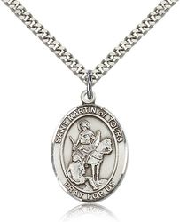 Sterling Silver St. Martin of Tours Patron Saint Medal Pendant - Large" itemprop="image