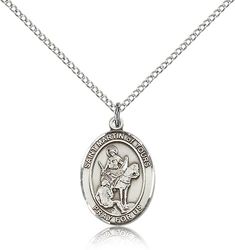 Sterling Silver St. Martin of Tours Patron Saint Medal Pendant - Medium" itemprop="image