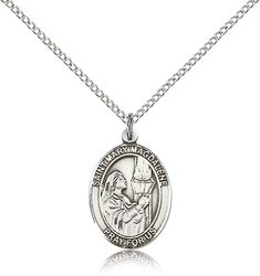 Sterling Silver St. Mary Magdalene Patron Saint Medal Pendant - Medium" itemprop="image