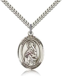 Sterling Silver St. Matilda Patron Saint Medal Pendant - Large" itemprop="image