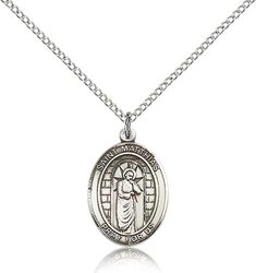 Sterling Silver St. Matthias the Apostle Patron Saint Medal Pendant - Medium" itemprop="image