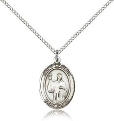 Sterling Silver St. Maurus Patron Saint Medal Pendant - Medium" itemprop="image