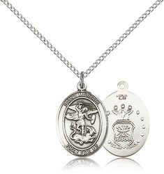 Sterling Silver St. Michael / Air Force Patron Saint Medal Pendant - Medium" itemprop="image