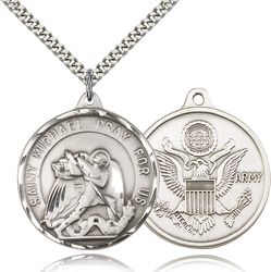 Sterling Silver St. Michael / Army Medal Pendant" itemprop="image