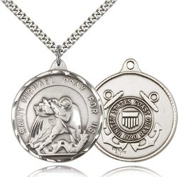 Sterling Silver St. Michael / Coast Guard Medal Pendant" itemprop="image