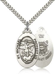 Sterling Silver St. Michael / Coast Guard Medal Pendant" itemprop="image