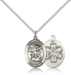 Sterling Silver St. Michael / Emt Patron Saint Medal Pendant - Medium" itemprop="image