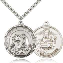 Sterling Silver St. Michael / Marines Medal Pendant" itemprop="image