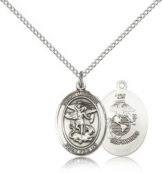 Sterling Silver St. Michael / Marines Patron Saint Medal Pendant - Medium" itemprop="image