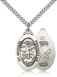 Sterling Silver St. Michael / National Guard Medal Pendant" itemprop="image