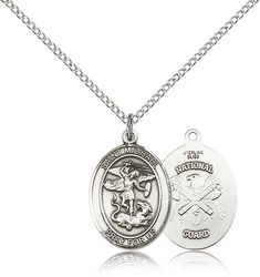 Sterling Silver St. Michael / National Guard Patron Saint Medal Pendant - Medium" itemprop="image