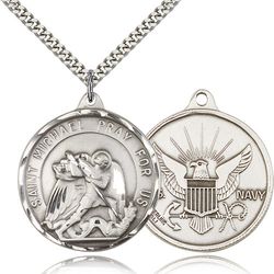 Sterling Silver St. Michael / Navy Medal Pendant" itemprop="image