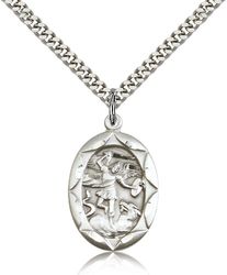 Sterling Silver St. Michael the Archangel Medal Pendant" itemprop="image