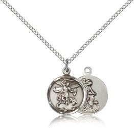 Sterling Silver St. Michael the Archangel Medal Pendant" itemprop="image