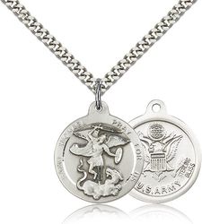 Sterling Silver St. Michael the Archangel Medal Pendant" itemprop="image