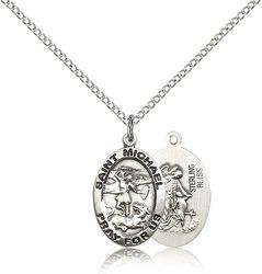 Sterling Silver St. Michael the Archangel Medal Pendant" itemprop="image