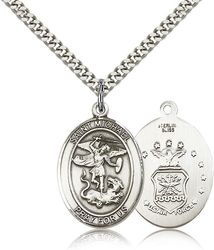 Sterling Silver St. Michael the Archangel Patron Saint Medal Pendant - Large" itemprop="image