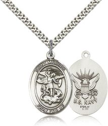 Sterling Silver St. Michael the Archangel Patron Saint Medal Pendant - Large" itemprop="image