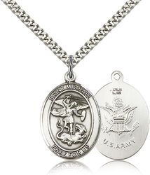 Sterling Silver St. Michael the Archangel Patron Saint Medal Pendant - Large" itemprop="image