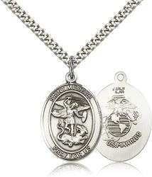 Sterling Silver St. Michael the Archangel Patron Saint Medal Pendant - Large" itemprop="image