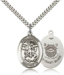 Sterling Silver St. Michael the Archangel Patron Saint Medal Pendant - Large" itemprop="image