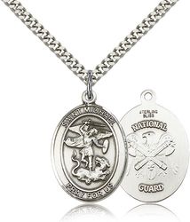 Sterling Silver St. Michael the Archangel Patron Saint Medal Pendant - Large" itemprop="image