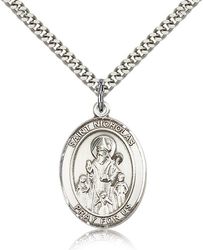 Sterling Silver St. Nicholas Patron Saint Medal Pendant - Large" itemprop="image