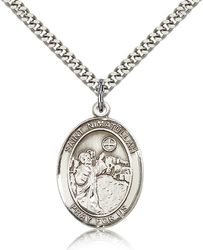 Sterling Silver St. Nimatullah Patron Saint Medal Pendant - Large" itemprop="image