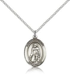 Sterling Silver St. Peregrine Laziosi Patron Saint Medal Pendant - Medium" itemprop="image