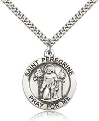 Sterling Silver St. Peregrine Medal Pendant" itemprop="image