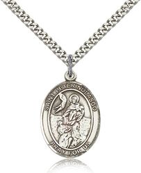 Sterling Silver St. Peter Nolasco Patron Saint Medal Pendant - Large" itemprop="image