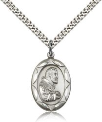 Sterling Silver St. Pio of Pietrelcina Medal Pendant" itemprop="image