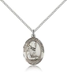 Sterling Silver St. Pio of Pietrelcina Patron Saint Medal Pendant - Medium" itemprop="image