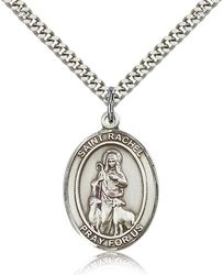 Sterling Silver St. Rachel Patron Saint Medal Pendant - Large" itemprop="image