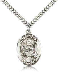 Sterling Silver St. Raymond Nonnatus Patron Saint Medal Pendant - Large" itemprop="image