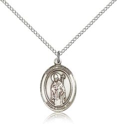 Sterling Silver St. Ronan Patron Saint Medal Pendant - Medium" itemprop="image