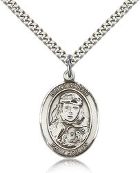 Sterling Silver St. Sarah Patron Saint Medal Pendant - Large" itemprop="image