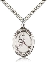 Sterling Silver St. Sebastian / Hockey Patron Saint Medal Pendant - Large" itemprop="image