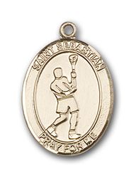 Sterling Silver St. Sebastian/Lacrosse Patron Saint Medal Pendant - Small" itemprop="image